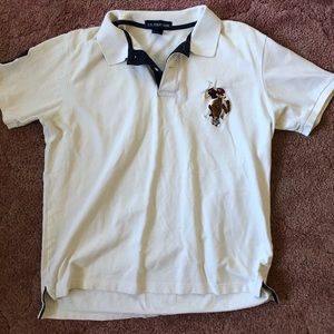 WHITE U.S. POLO ASSN. COLLARED TEE